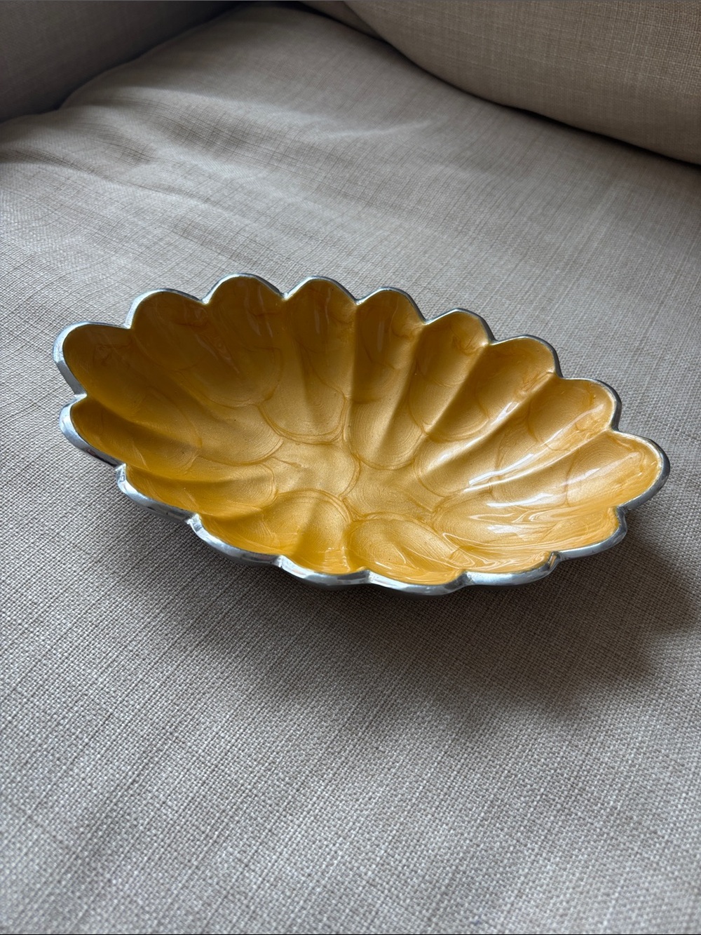 Julia Knight Peony Oval Dish Yellow Trinket Jewelry Candy Food Safe